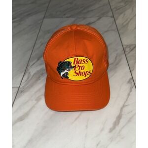 Vintage Bass Pro Shops Club Baseball Hat Dad Cap Orange Adjustable VTG Y2K